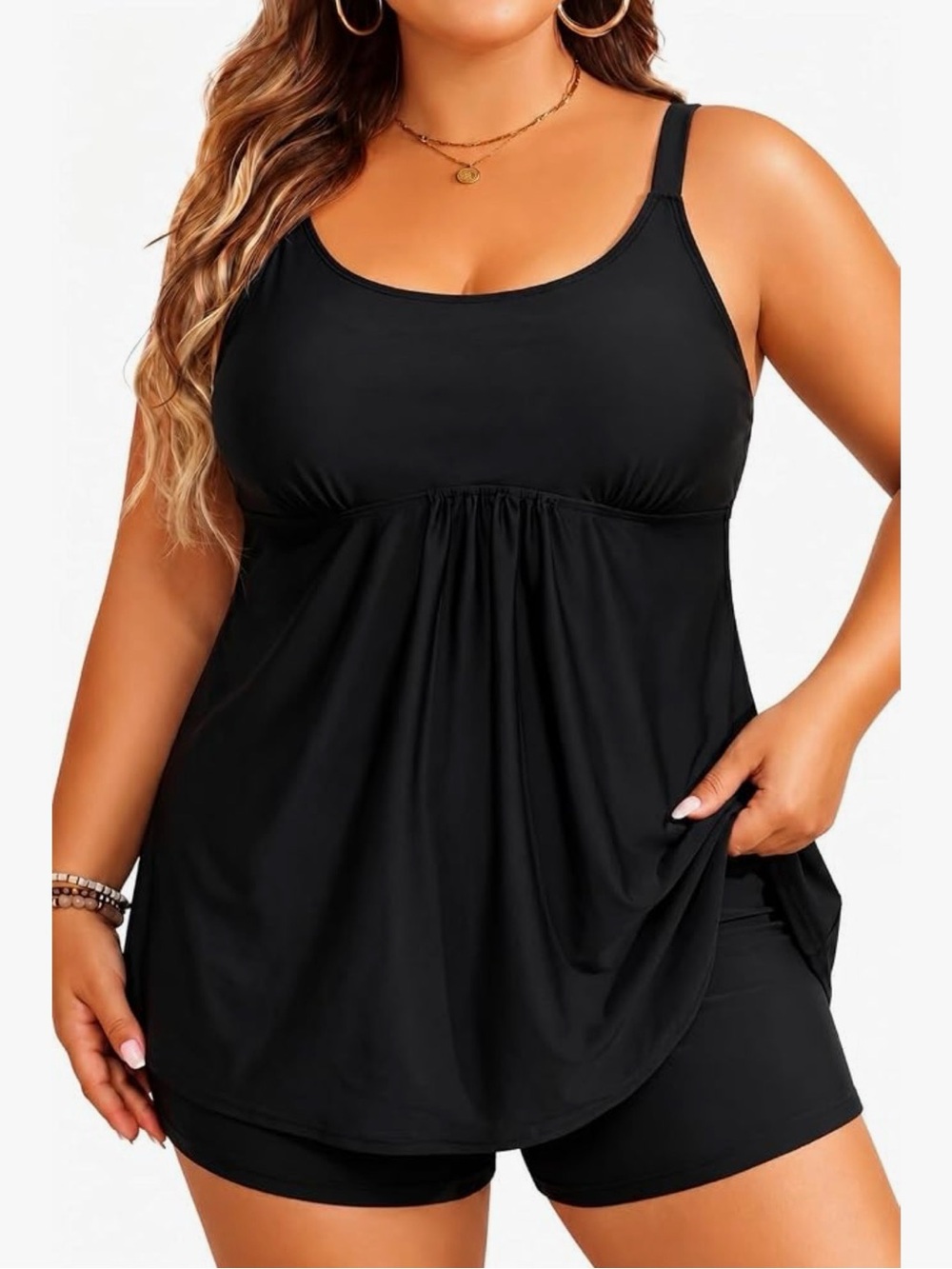 Women’s Plus Size Swim Tankini and Short Set - Supportive Wide-Strap Design - Picture 5 of 5